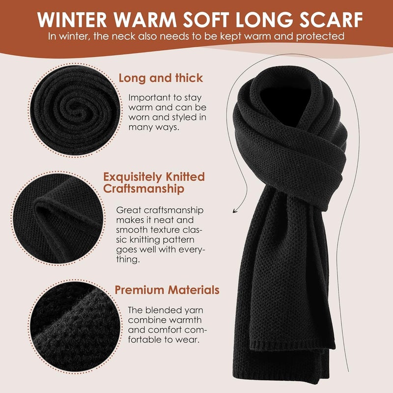 JOYPICKS Women's Long Knit Scarf Winter Chunky Scarfs Warm Big Wrap Thick Winter Fashion Scarves for Outdoor Men & Women - Image 3